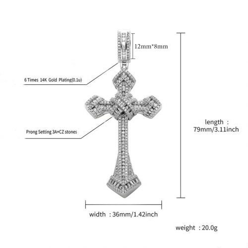 Iced Baguette Diamond Cross Pendant