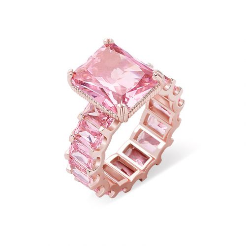 Iced Pink Emerald Cut Ring