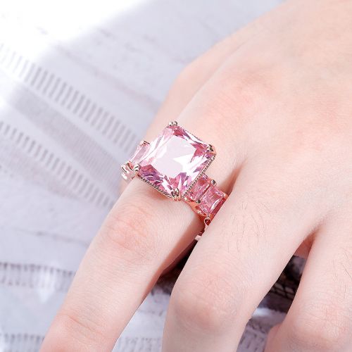 Iced Pink Emerald Cut Ring
