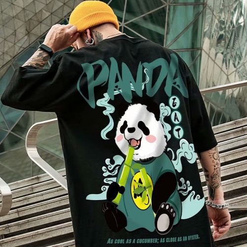 Panda Print Loose Oversize Short-sleeved T-shirt