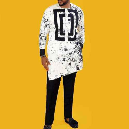 African Ethnic Style Casual Printed White Shirt