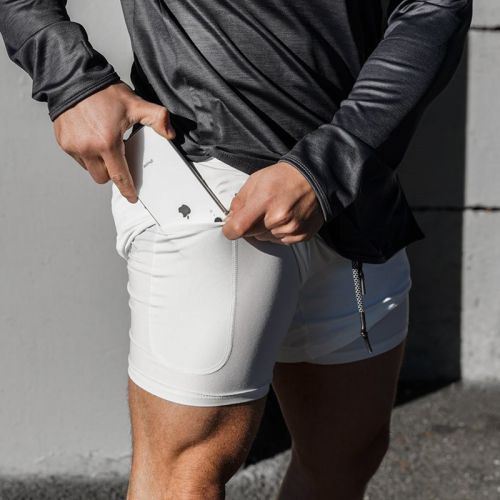 Men's Sports Quick Dry Double Layer Shorts Fitness Training Jogging Pants