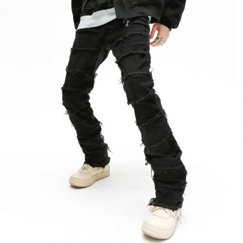 Men's Trendy American Style High Street Straight Jeans With Raw Edges
