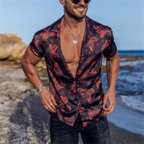 Men's Short Sleeve Printed Hawaiian Shirt