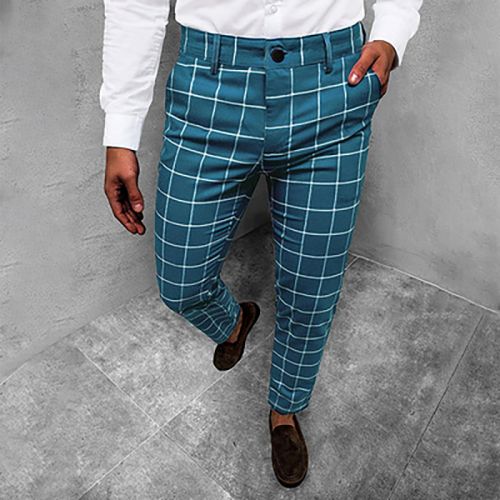 New Arrival Men's Slim Plaid Business Style Casual Pants