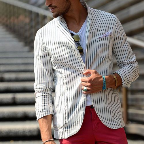 Men's Loose Striped Thin Casual Blazer