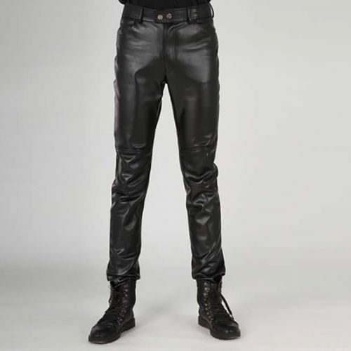 Men's Slim Thin Motorcycle Riding Leather Pants