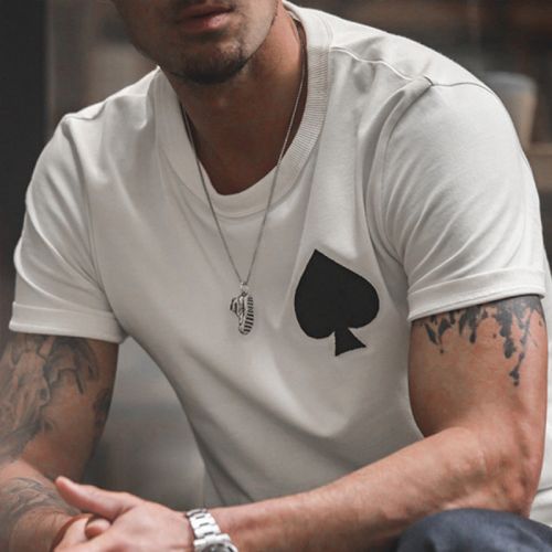 Poker Spades Print Short Sleeve T-Shirt