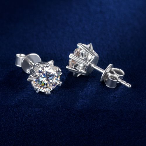 1Ct Moissanite Round Cut Snowflake Earrings in S925 Sterling Silver