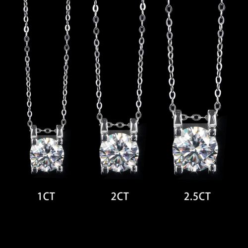 Round Cut Moissanite Solitaire Pendant Necklace in S925 Sterling Silver
