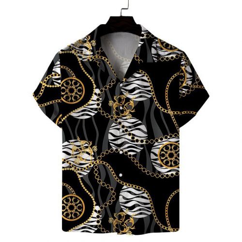 Fashion Baroque Print Loose Short Sleeve Shirt