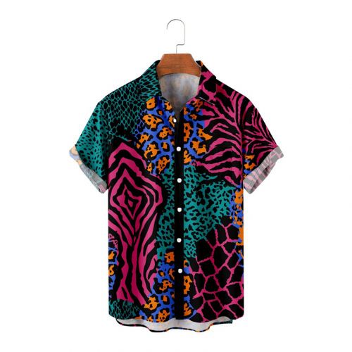 Trendy Leopard Short Sleeve Lapel Print Shirt