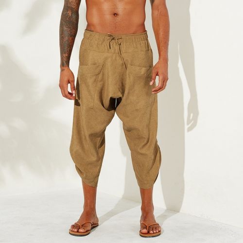 Men's Sports Fashion Drawstring Pocket Solid Color Casual Pants