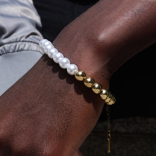 8mm Half Beads and Pearl Bracelet