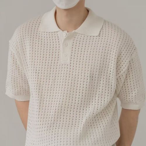 Men's Stretch Loose Knit Short Sleeve Polot Shirt