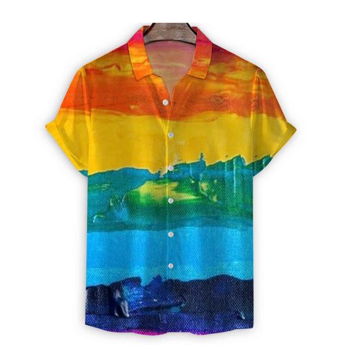 Rainbow Print Short Sleeve Shirt
