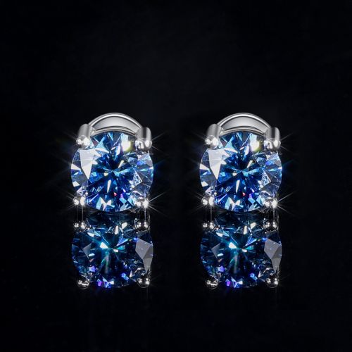 1Ct Sapphire Moissanite Round Stud Earrings in S925 Silver