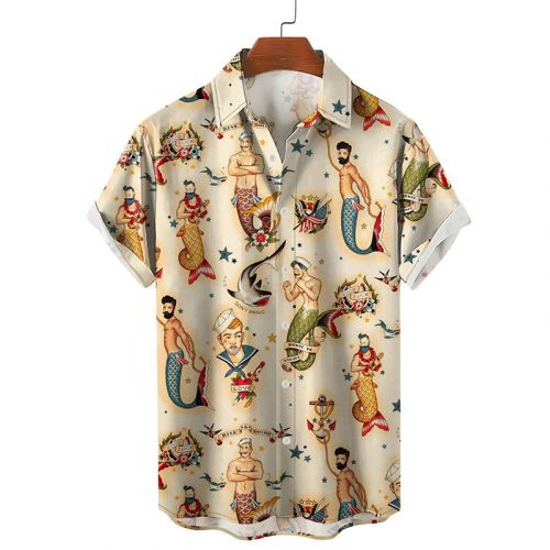Vintage Mermaid Breathable Casual Hawaiian Shirt