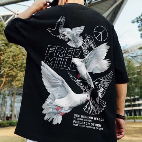 Free Dove Print Short-sleeved T-shirt