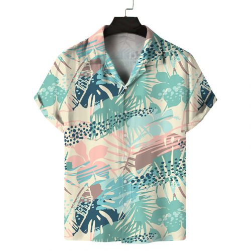 Painted Beach Print Casual Short Sleeve Shirt