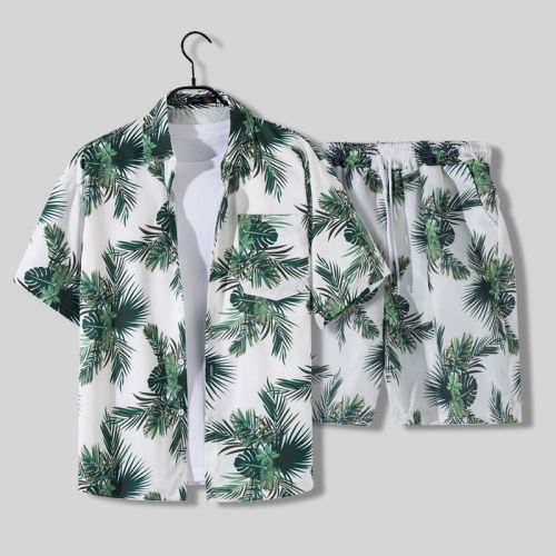 Men's Loose Hawaiian Vacation Beach Shirt/Short Set