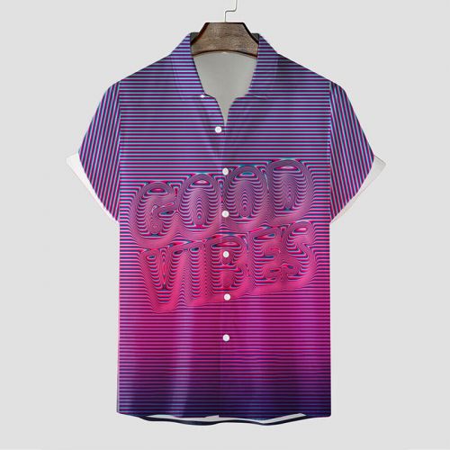 Good Vibes Print Beach Shirt