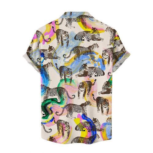 Rainbow Leopard Button Down Hawaiian Shirt