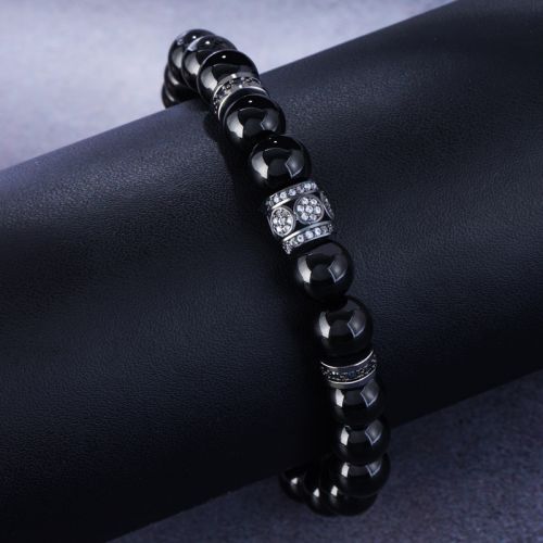 Obsidian Natural Stones Beaded Adjustable Bracelet