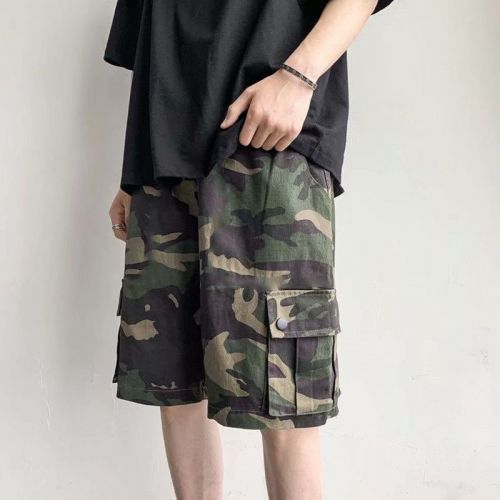 Camouflage printed overalls shorts