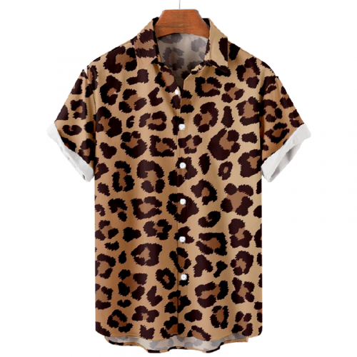 Trendy Animal Print Short Sleeve Shirt
