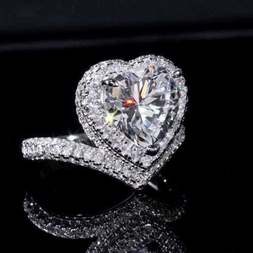 Eternity Heart Cut Halo Engagement Ring in S925 Silver