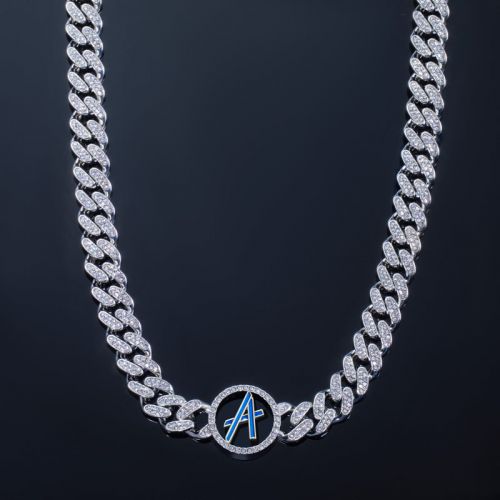 A to Z Initials Letters Iced Cuban Chain in White Gold