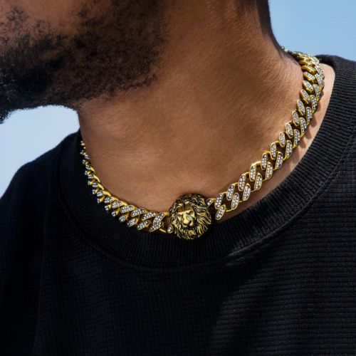 Lion Head Iced Miami Cuban Chain Necklace
