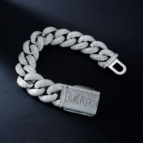 Made to Order Moissanite 20mm Miami Cuban S925 Silver Bracelet with Custom Name Clasp