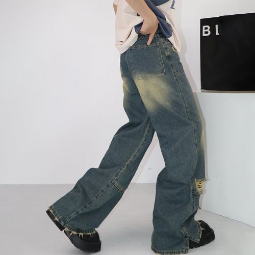 Frayed Distressed Vintage Loose Fit Jeans