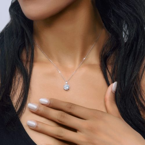 Crown Moissanite Brilliant Round Cut Necklace in S925 Silver