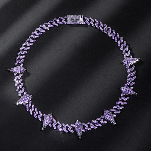 12mm Purple Fight Tooth and Claw Iced Cuban Chain
