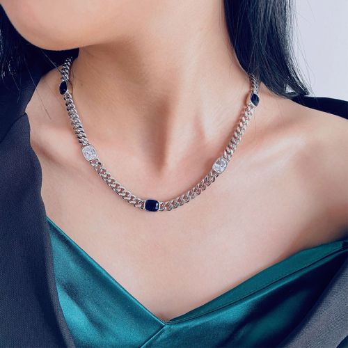 7mm Luxury Sapphire Radiant Cut Cuban Necklace in S925 Silver