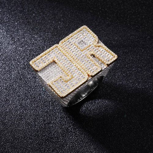 Custom 3D Baguette Cut Initial Letter 'CR' Ring Deposit