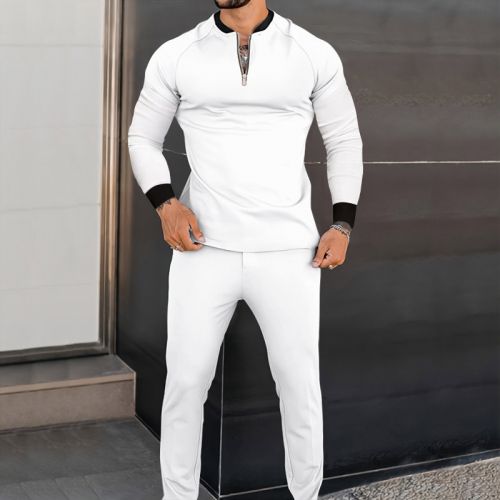 Casual Long Sleeve Zipper T-Shirt+Pants Sports Suit