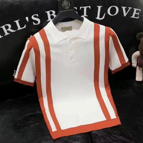 Casual Contrast Striped Polo Shirt