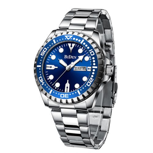 Rotatable Bezel Luminous Waterproof Stainless Steel Quartz Watch