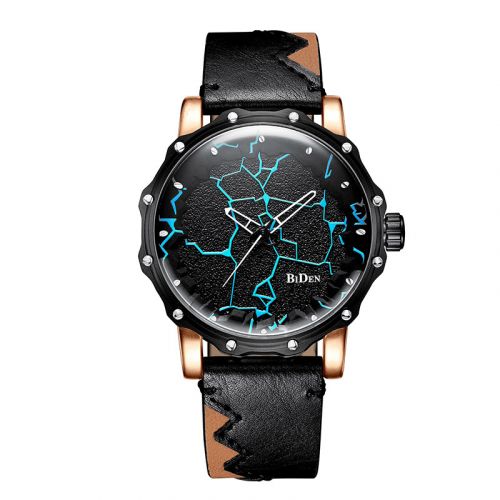 Lightning Quartz Watch with Black/Brown Leather Strap