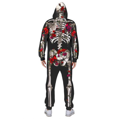 Halloween Skeleton Rose Print Jumpsuit