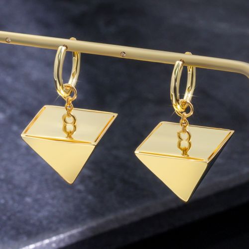Egyptian Pyramid Dangle Earrings in 18K Gold