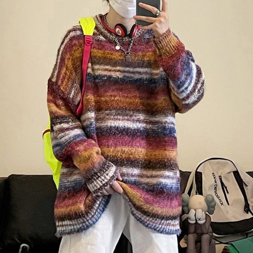 Retro Colorful Striped Sweater