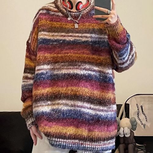 Retro Colorful Striped Sweater