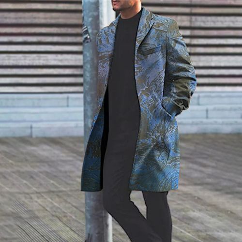 Mid-Length Woolen Printed Coat