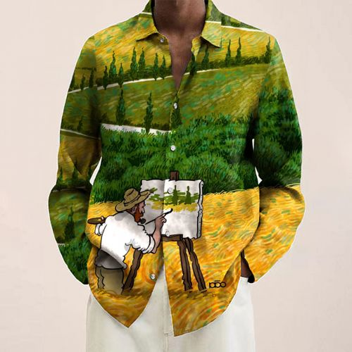 Artistic Oil Painting Style Printed Shirt
