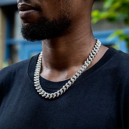 12mm Iced Miami Cuban Chain in White Gold